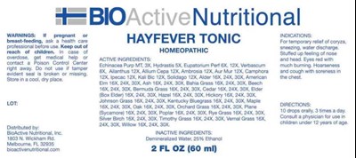 Hayfever Tonic - BANI0077 Hayfever Tonic 6 10 21